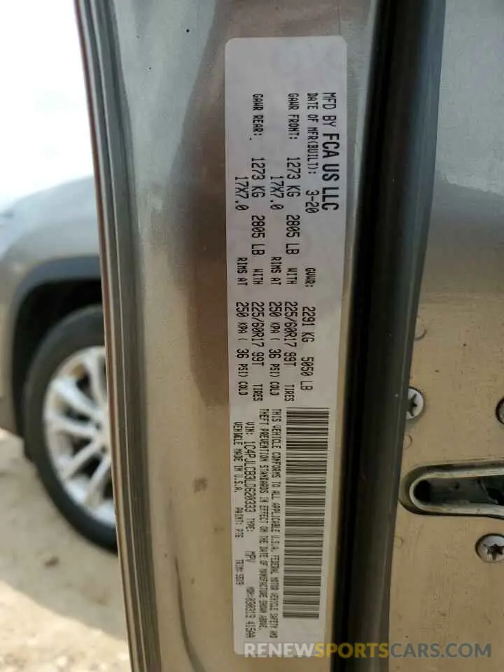 12 fotografías del automóvil dañado 1C4PJLCB3LD620333 JEEP GRAND CHER 2020