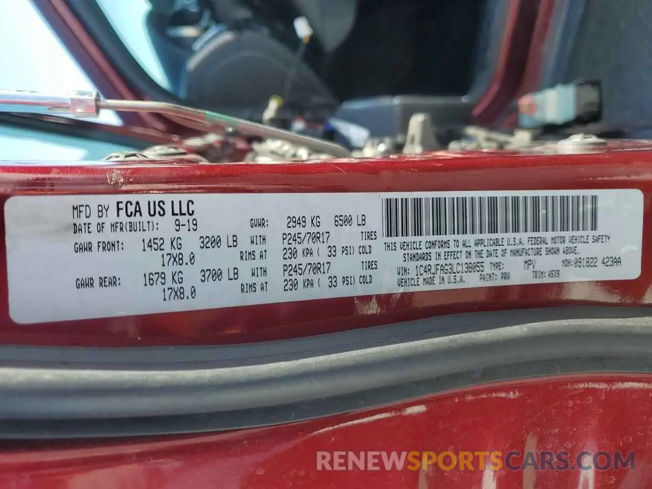 14 fotografías del automóvil dañado 1C4RJFAG3LC138055 JEEP GRAND CHER 2020