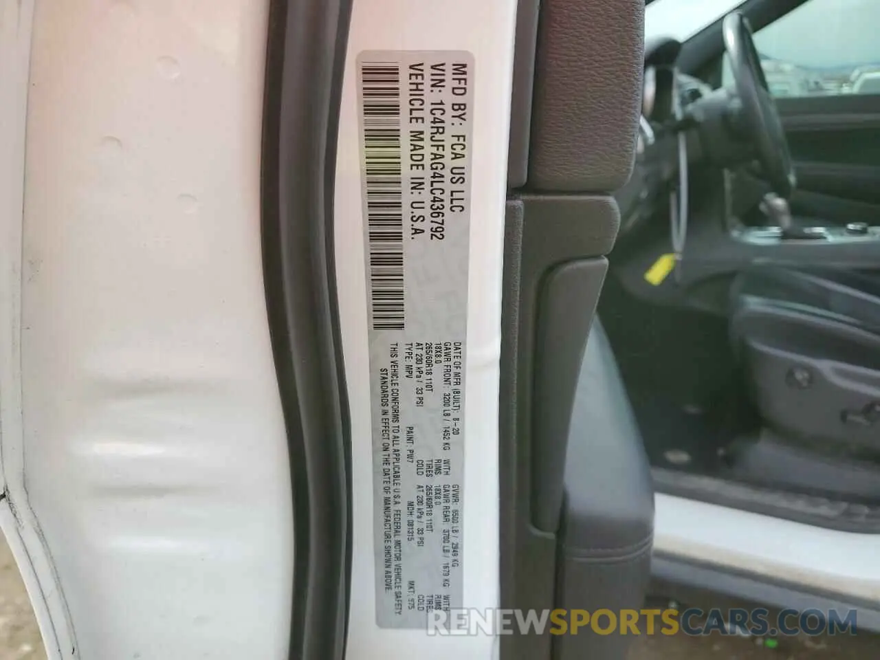 16 fotografías del automóvil dañado 1C4RJFAG4LC436792 JEEP GRAND CHER 2020