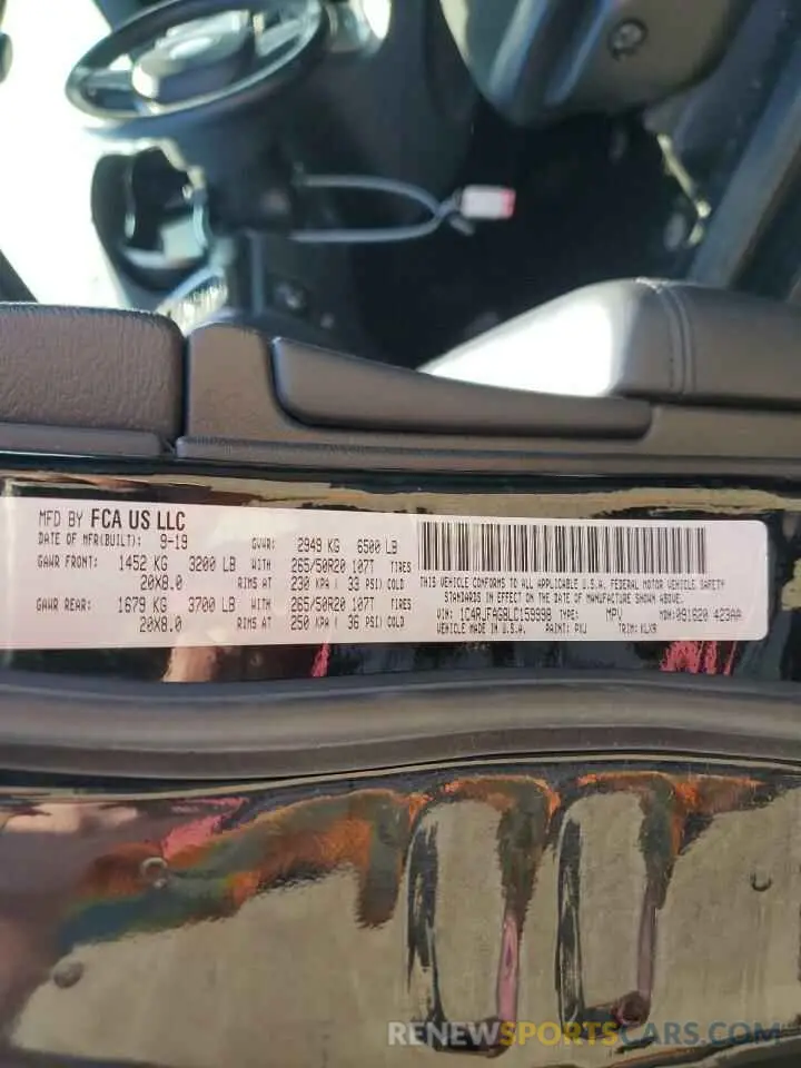 14 fotografías del automóvil dañado 1C4RJFAG8LC159998 JEEP GRAND CHER 2020