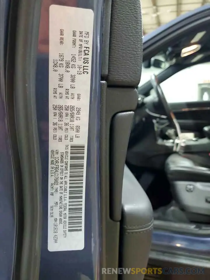 14 fotografías del automóvil dañado 1C4RJFBG4LC176022 JEEP GRAND CHER 2020