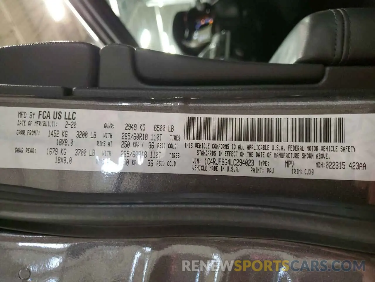 13 fotografías del automóvil dañado 1C4RJFBG4LC294023 JEEP GRAND CHER 2020
