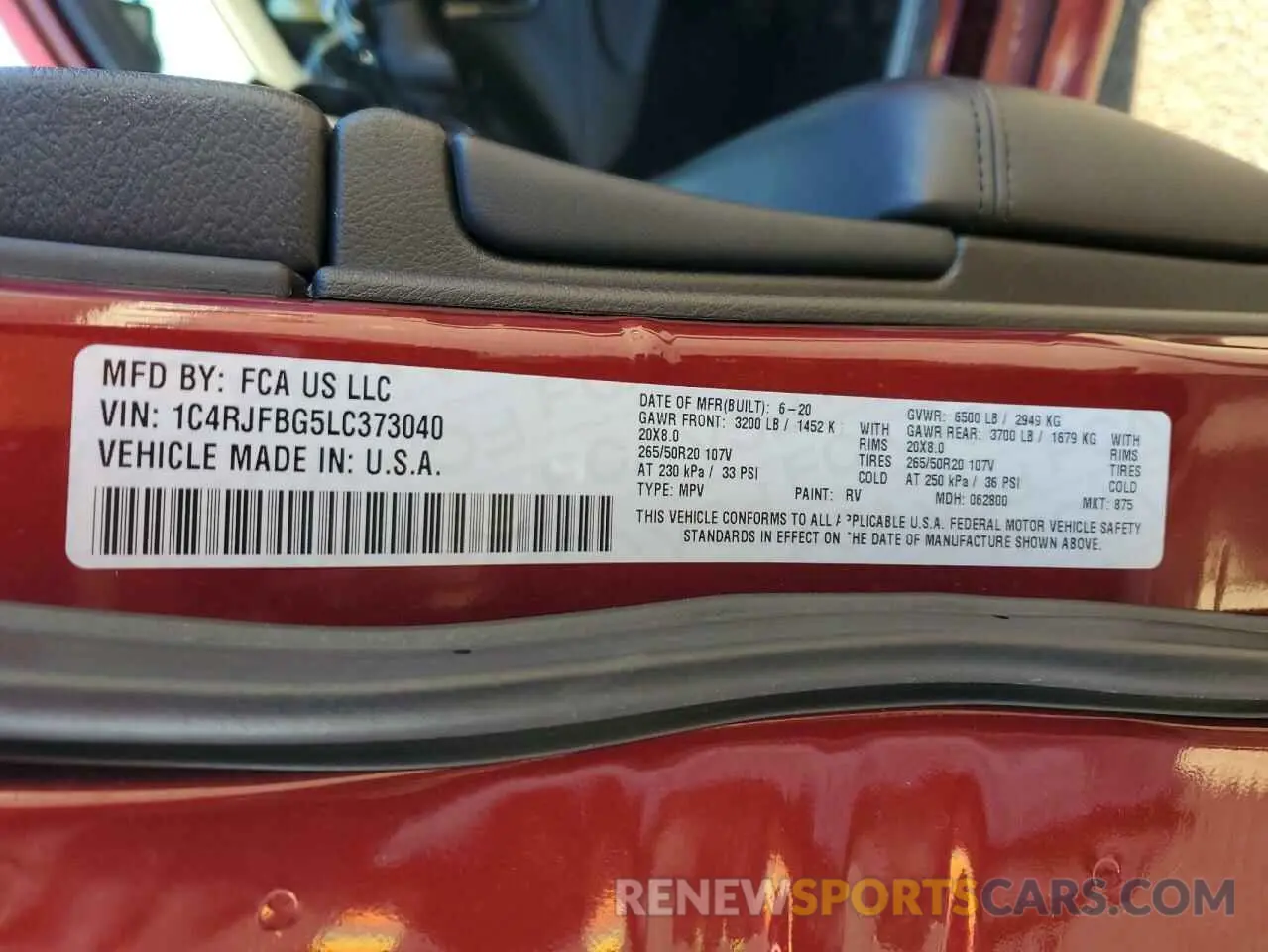 15 fotografías del automóvil dañado 1C4RJFBG5LC373040 JEEP GRAND CHER 2020