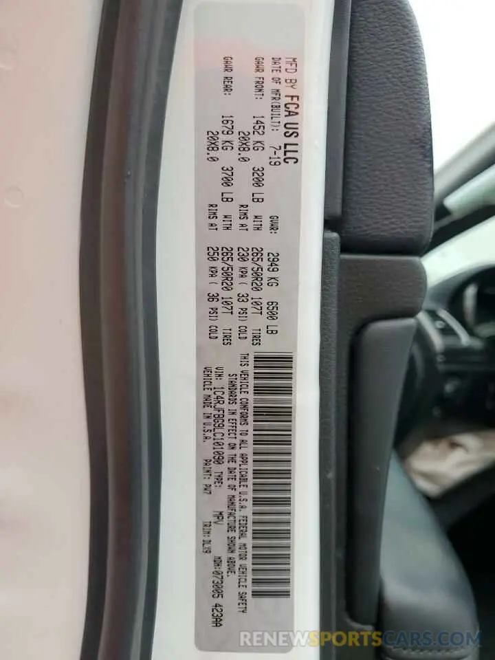 14 fotografías del automóvil dañado 1C4RJFBG9LC101090 JEEP GRAND CHER 2020