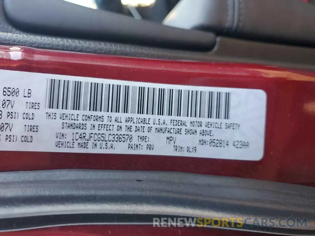 12 fotografías del automóvil dañado 1C4RJFCG5LC336570 JEEP GRAND CHER 2020
