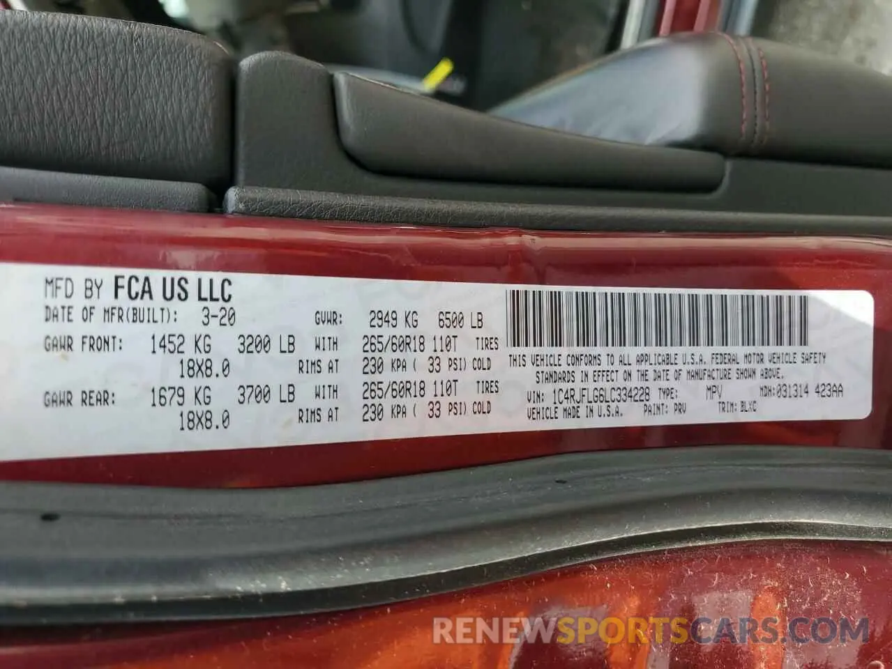 13 fotografías del automóvil dañado 1C4RJFLG6LC334228 JEEP GRAND CHER 2020