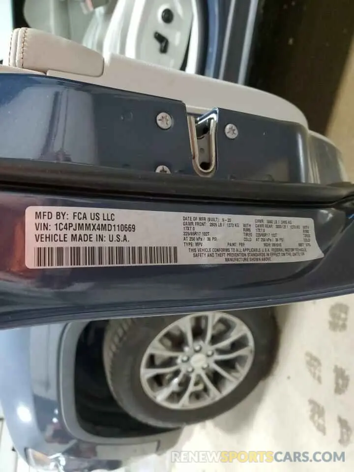 13 fotografías del automóvil dañado 1C4PJMMX4MD110669 JEEP GRAND CHER 2021