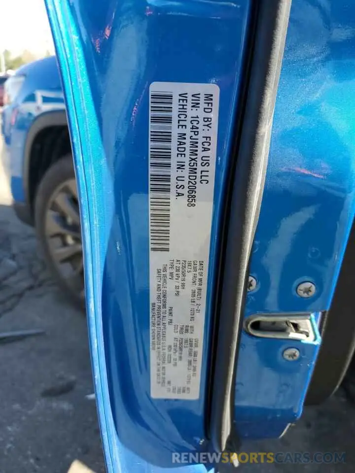 12 fotografías del automóvil dañado 1C4PJMMX5MD206858 JEEP GRAND CHER 2021