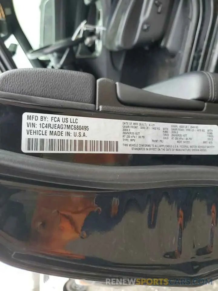 13 fotografías del automóvil dañado 1C4RJEAG7MC680495 JEEP GRAND CHER 2021