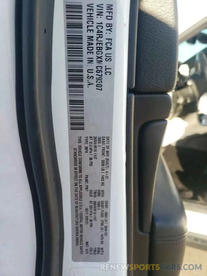 14 fotografías del automóvil dañado 1C4RJEBGXMC679307 JEEP GRAND CHER 2021