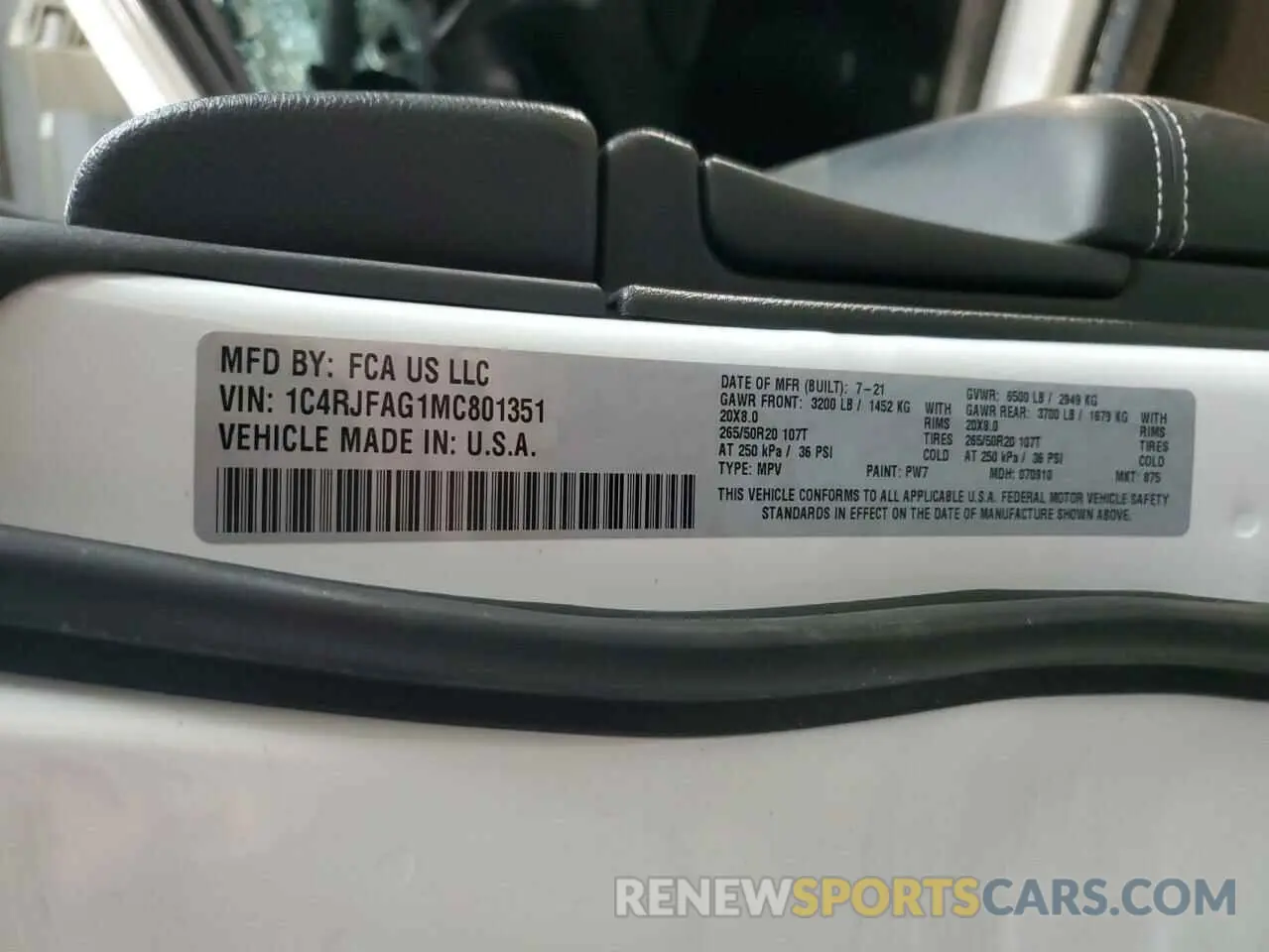 13 fotografías del automóvil dañado 1C4RJFAG1MC801351 JEEP GRAND CHER 2021