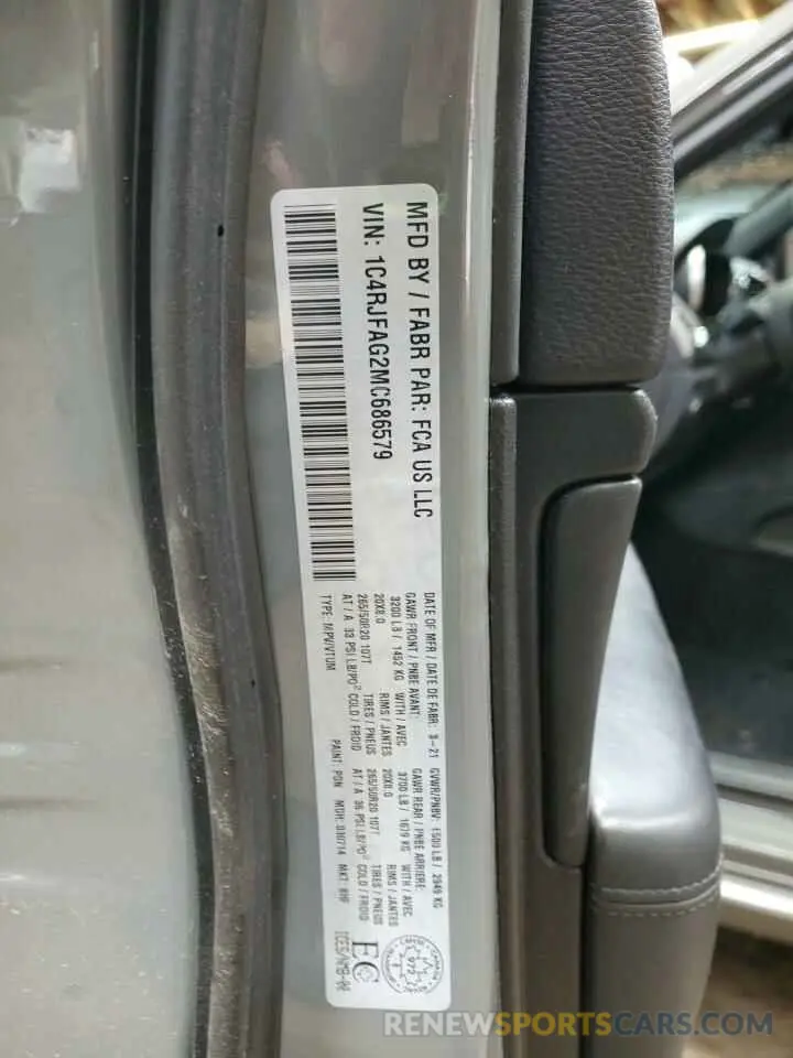 14 fotografías del automóvil dañado 1C4RJFAG2MC686579 JEEP GRAND CHER 2021