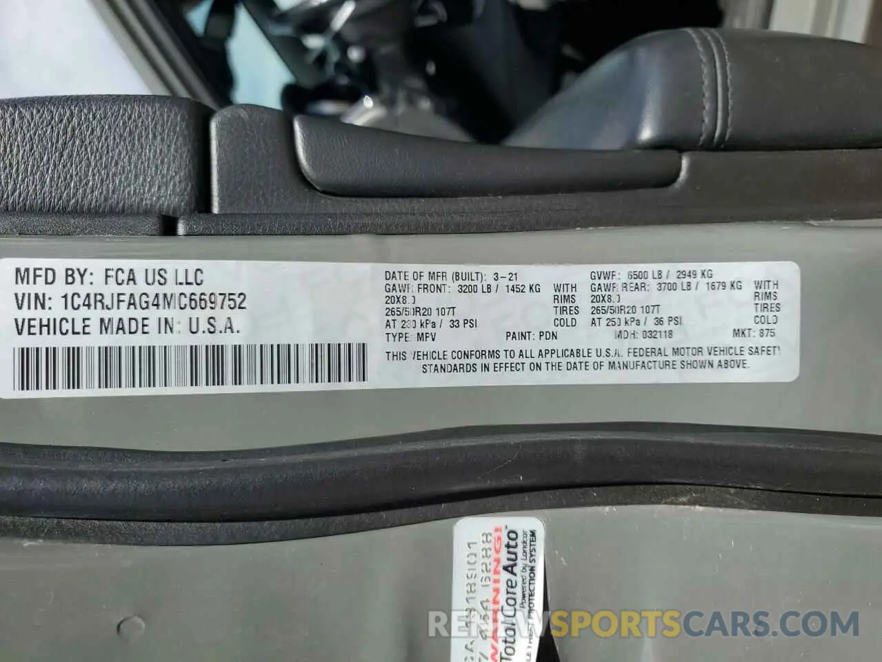 13 fotografías del automóvil dañado 1C4RJFAG4MC669752 JEEP GRAND CHER 2021