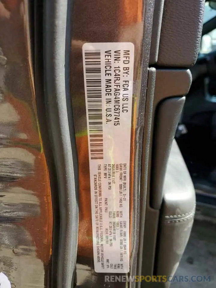 14 fotografías del automóvil dañado 1C4RJFAG4MC677415 JEEP GRAND CHER 2021