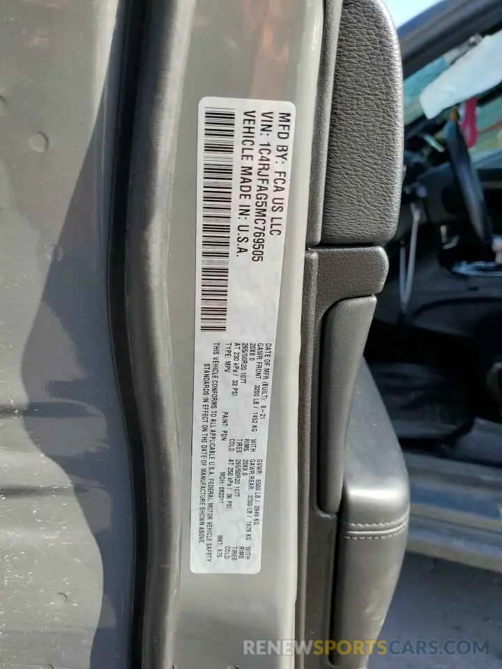13 fotografías del automóvil dañado 1C4RJFAG5MC769505 JEEP GRAND CHER 2021