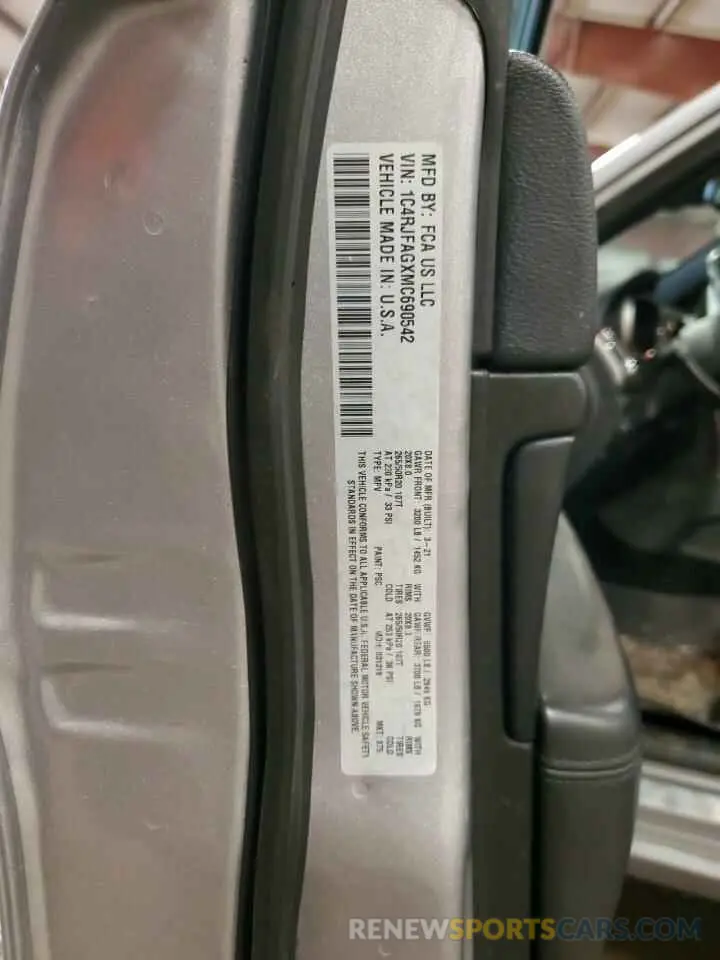 13 fotografías del automóvil dañado 1C4RJFAGXMC690542 JEEP GRAND CHER 2021