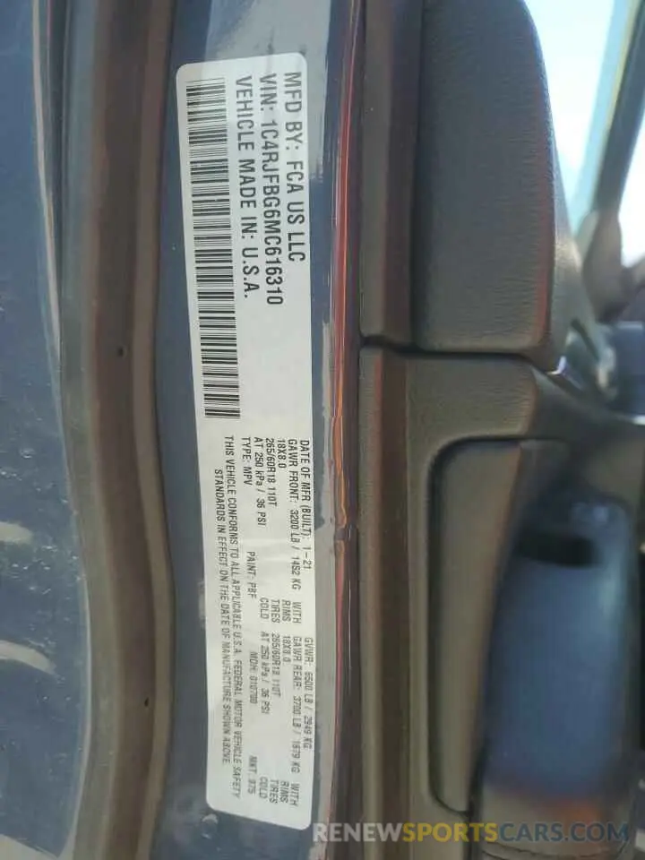 13 fotografías del automóvil dañado 1C4RJFBG6MC616310 JEEP GRAND CHER 2021