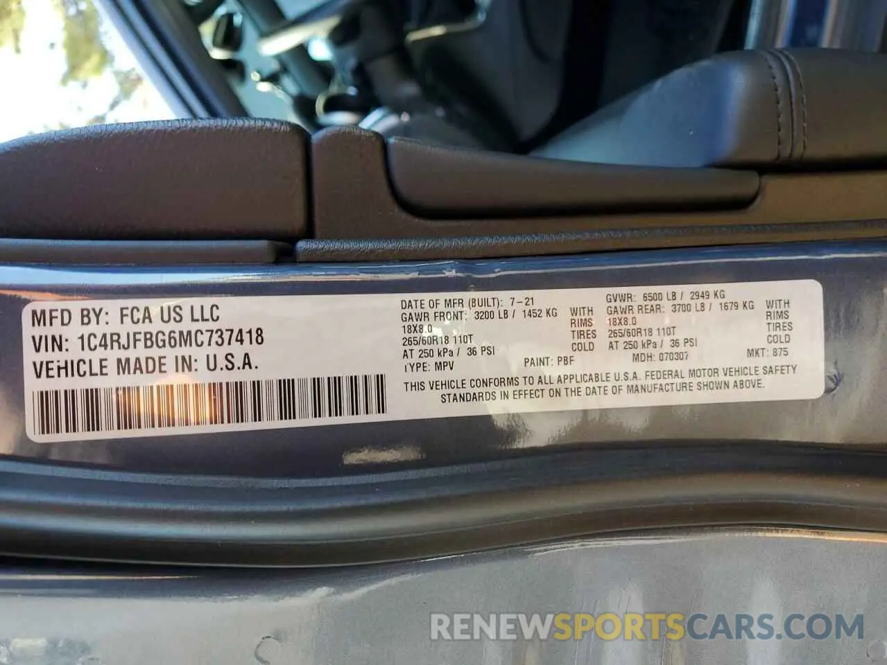 14 fotografías del automóvil dañado 1C4RJFBG6MC737418 JEEP GRAND CHER 2021