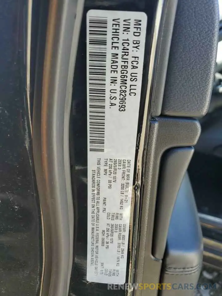 13 fotografías del automóvil dañado 1C4RJFBG6MC829693 JEEP GRAND CHER 2021