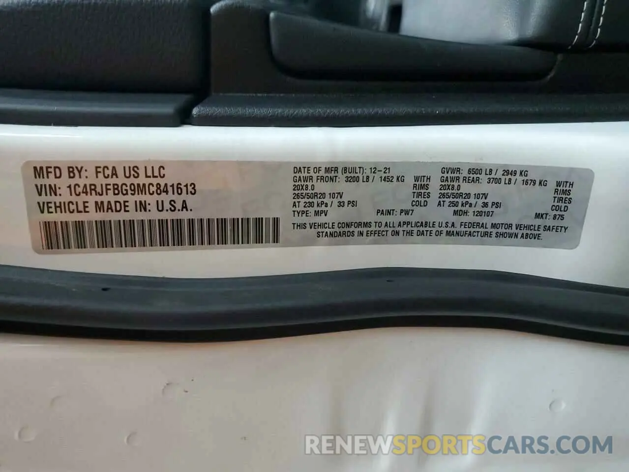 14 fotografías del automóvil dañado 1C4RJFBG9MC841613 JEEP GRAND CHER 2021