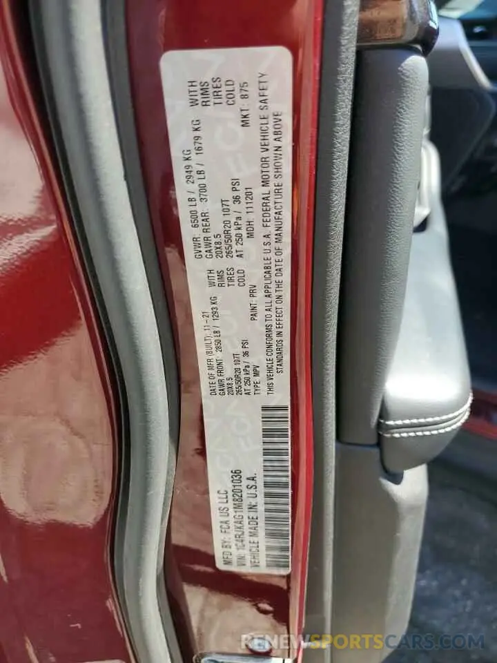 13 fotografías del automóvil dañado 1C4RJKAG1M8201036 JEEP GRAND CHER 2021