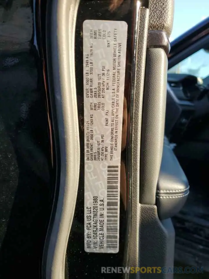 13 fotografías del automóvil dañado 1C4RJKAG7M8201980 JEEP GRAND CHER 2021