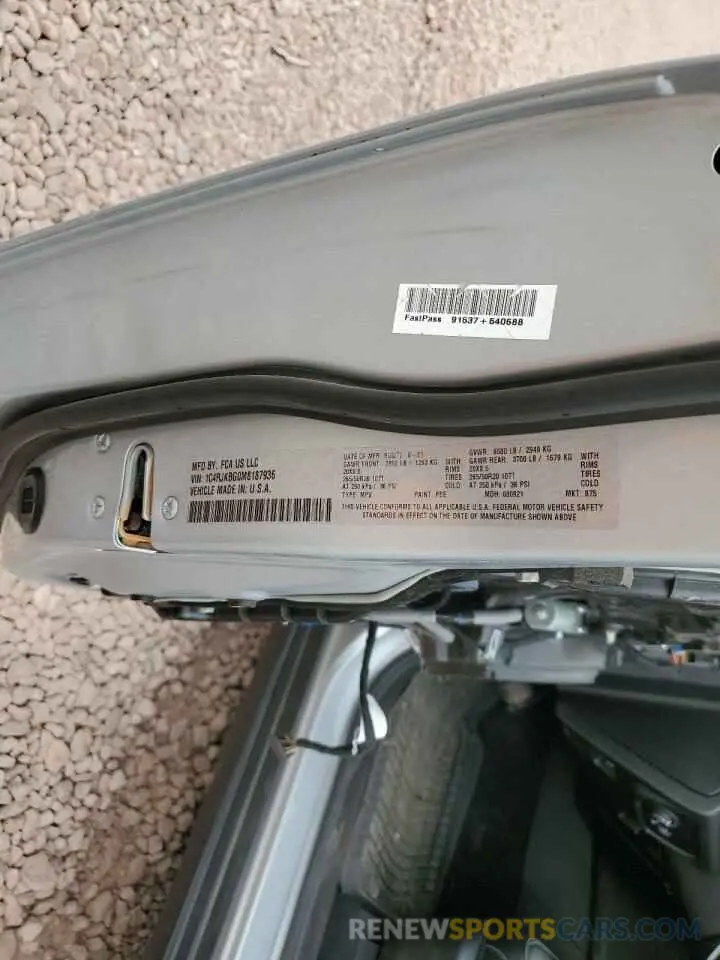 12 fotografías del automóvil dañado 1C4RJKBG0M8187936 JEEP GRAND CHER 2021