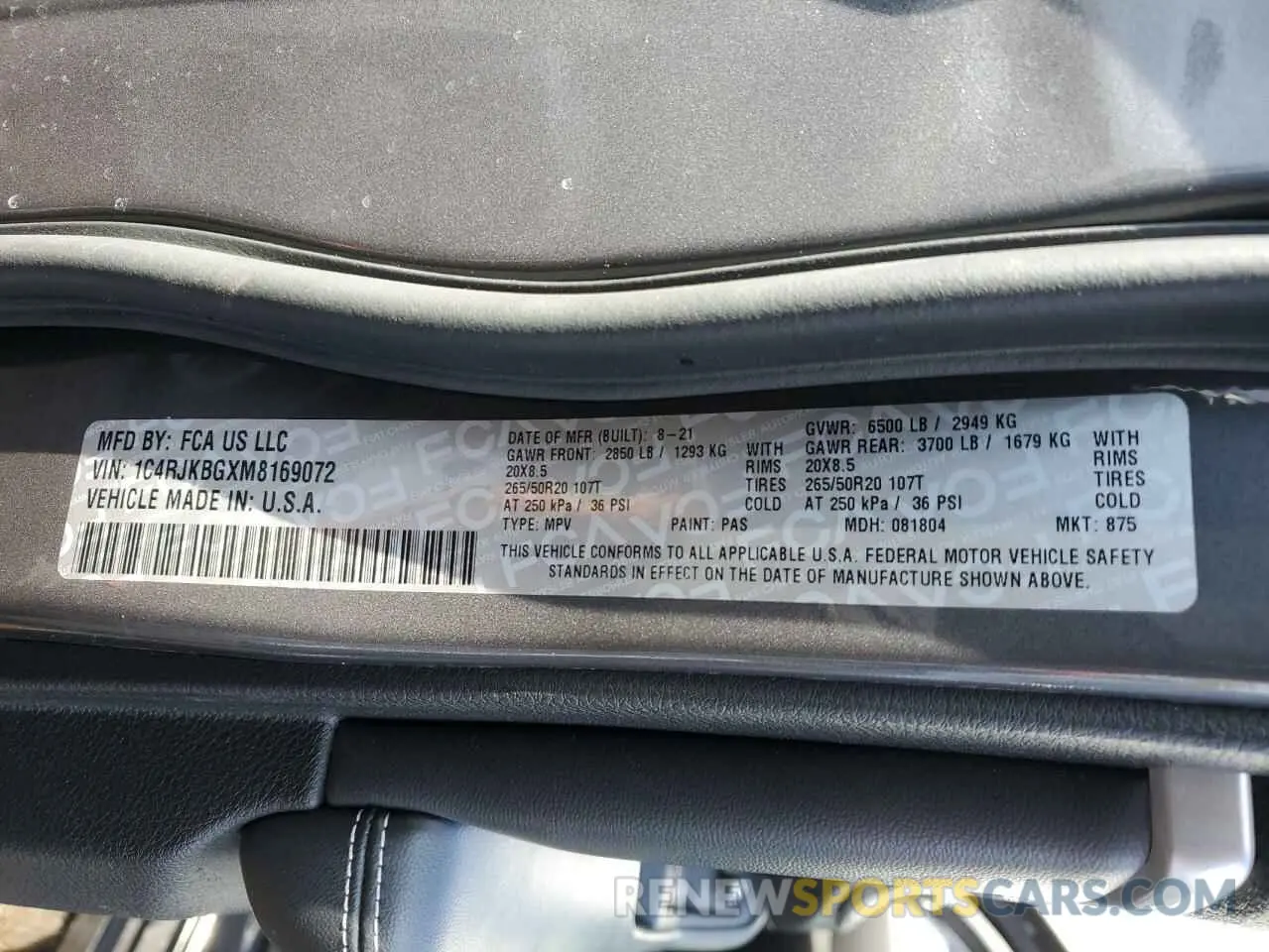 15 fotografías del automóvil dañado 1C4RJKBGXM8169072 JEEP GRAND CHER 2021