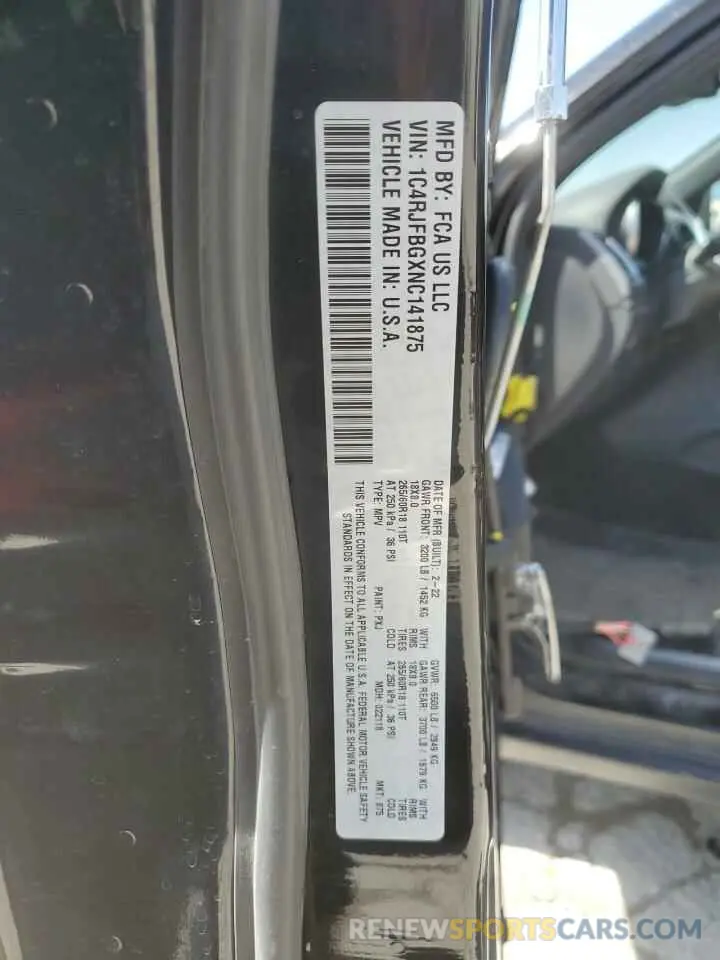 13 fotografías del automóvil dañado 1C4RJFBGXNC141875 JEEP GRAND CHER 2022