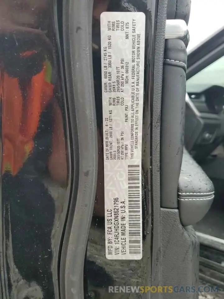 13 fotografías del automóvil dañado 1C4RJHDGXN8621796 JEEP GRAND CHER 2022