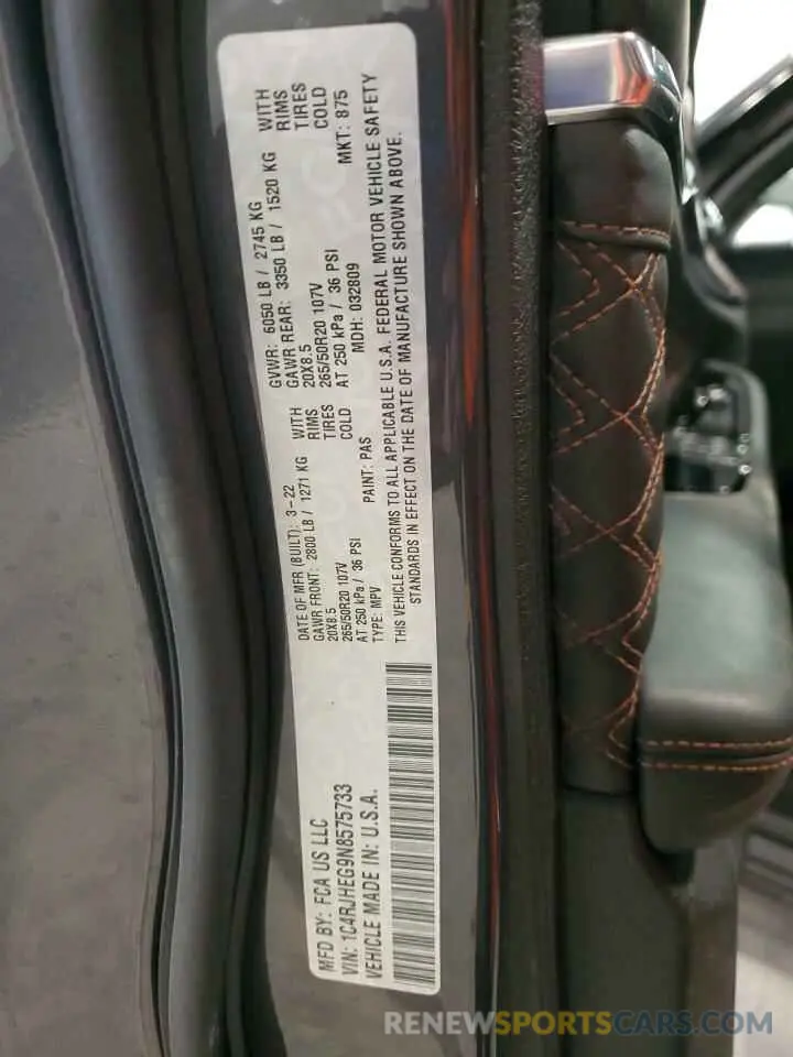 14 fotografías del automóvil dañado 1C4RJHEG9N8575733 JEEP GRAND CHER 2022