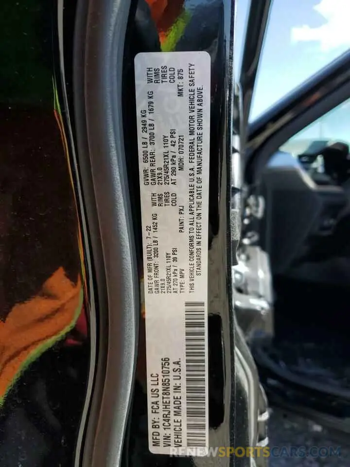 13 fotografías del automóvil dañado 1C4RJHET8N8510756 JEEP GRAND CHER 2022