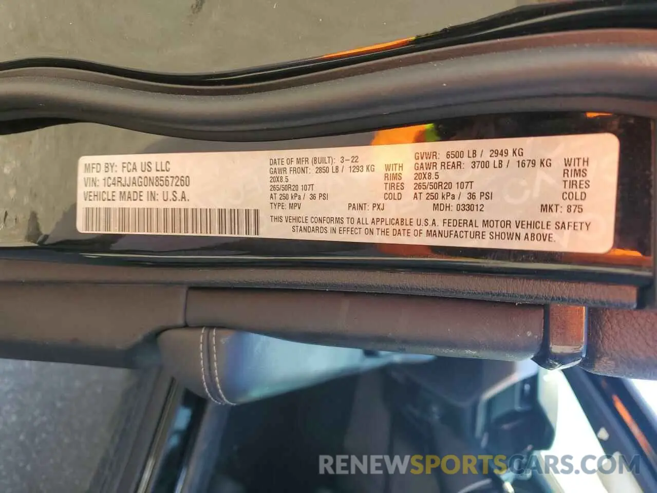 13 fotografías del automóvil dañado 1C4RJJAG0N8567260 JEEP GRAND CHER 2022