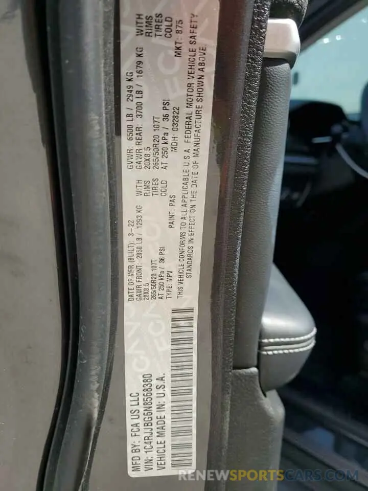 13 fotografías del automóvil dañado 1C4RJJBG6N8568380 JEEP GRAND CHER 2022