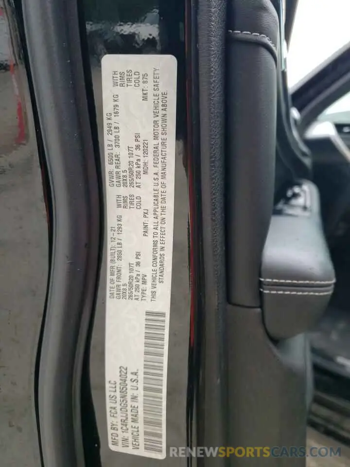 15 fotografías del automóvil dañado 1C4RJJDG5N8504022 JEEP GRAND CHER 2022