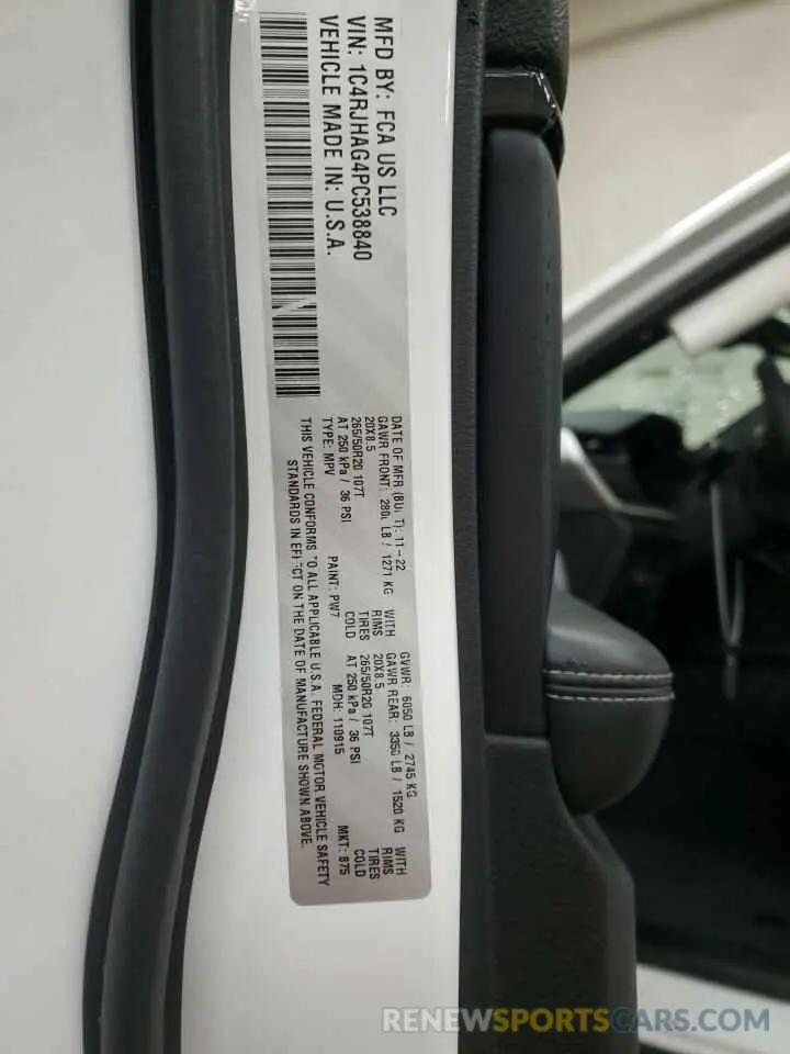 13 fotografías del automóvil dañado 1C4RJHAG4PC538840 JEEP GRAND CHER 2023