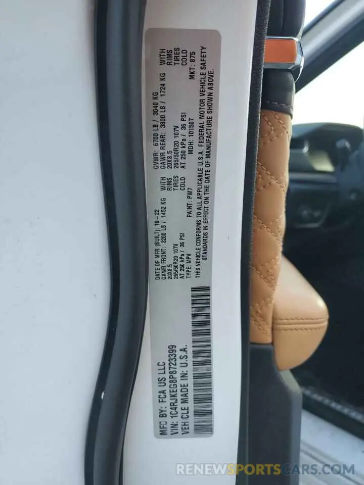 16 fotografías del automóvil dañado 1C4RJKEG8P8723399 JEEP GRAND CHER 2023