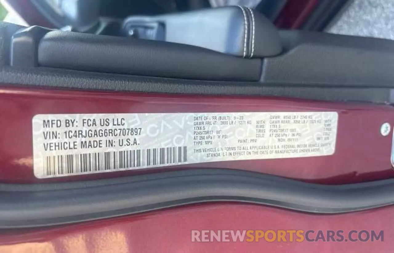 10 fotografías del automóvil dañado 1C4RJGAG6RC707897 JEEP GRAND CHER 2024