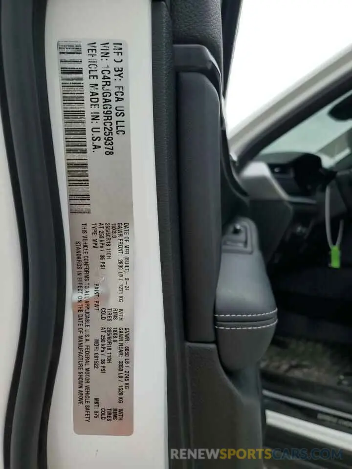 12 fotografías del automóvil dañado 1C4RJGAG9RC259378 JEEP GRAND CHER 2024