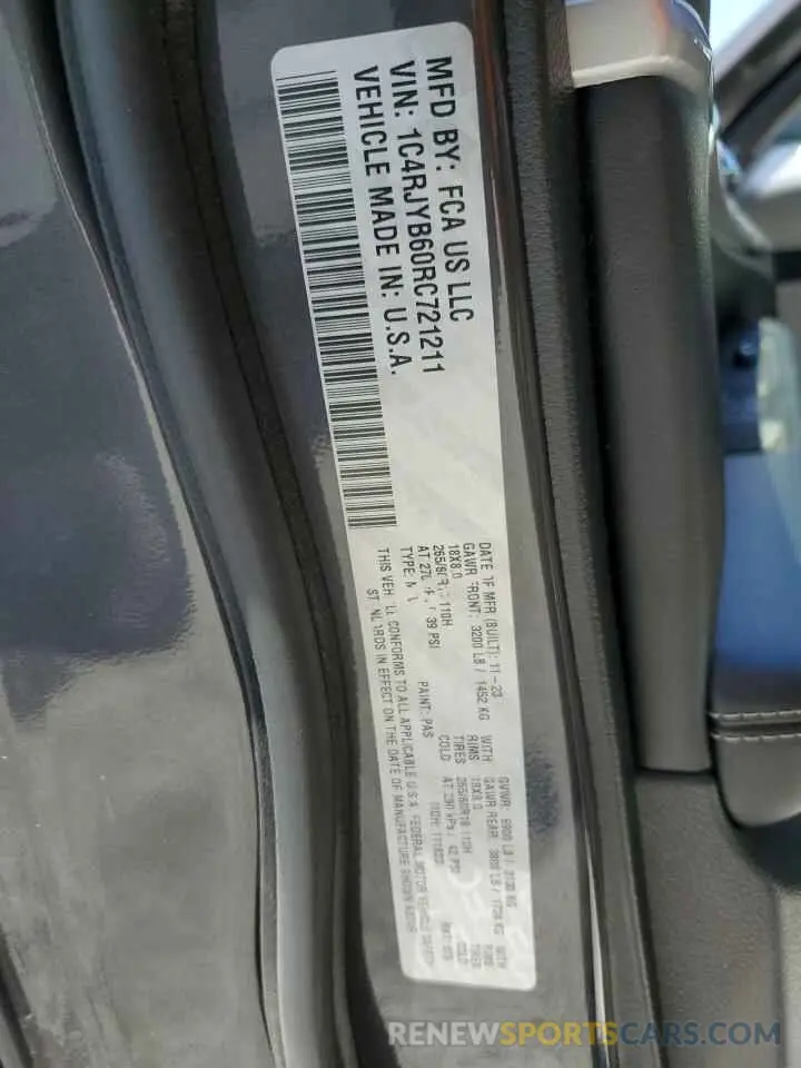 13 fotografías del automóvil dañado 1C4RJYB60RC721211 JEEP GRAND CHER 2024