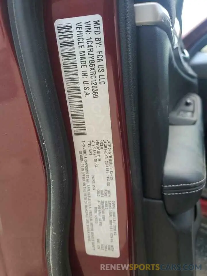 14 fotografías del automóvil dañado 1C4RJYB6XRC120369 JEEP GRAND CHER 2024