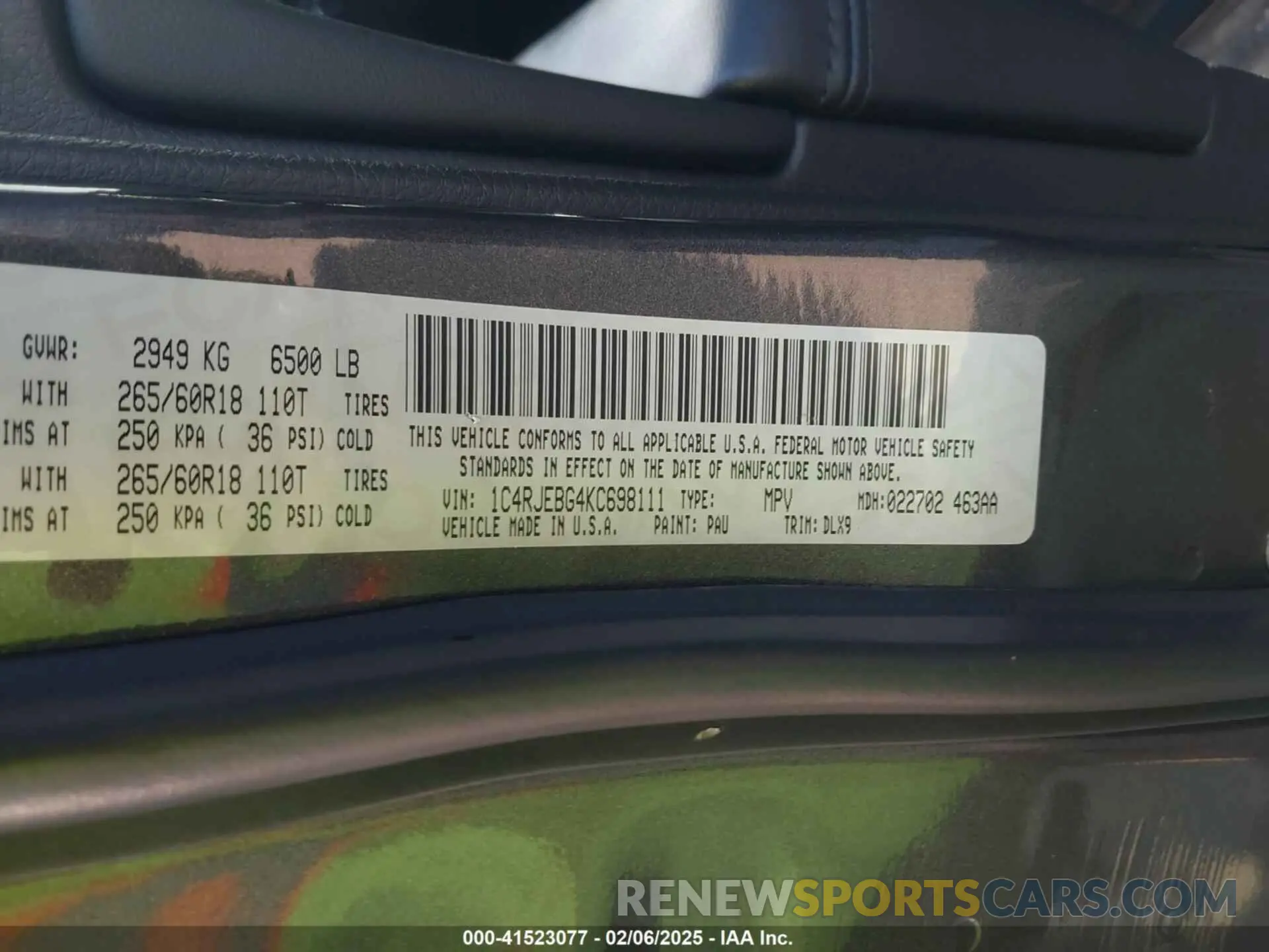 9 fotografías del automóvil dañado 1C4RJEBG4KC698111 JEEP GRAND CHEROKEE 2019