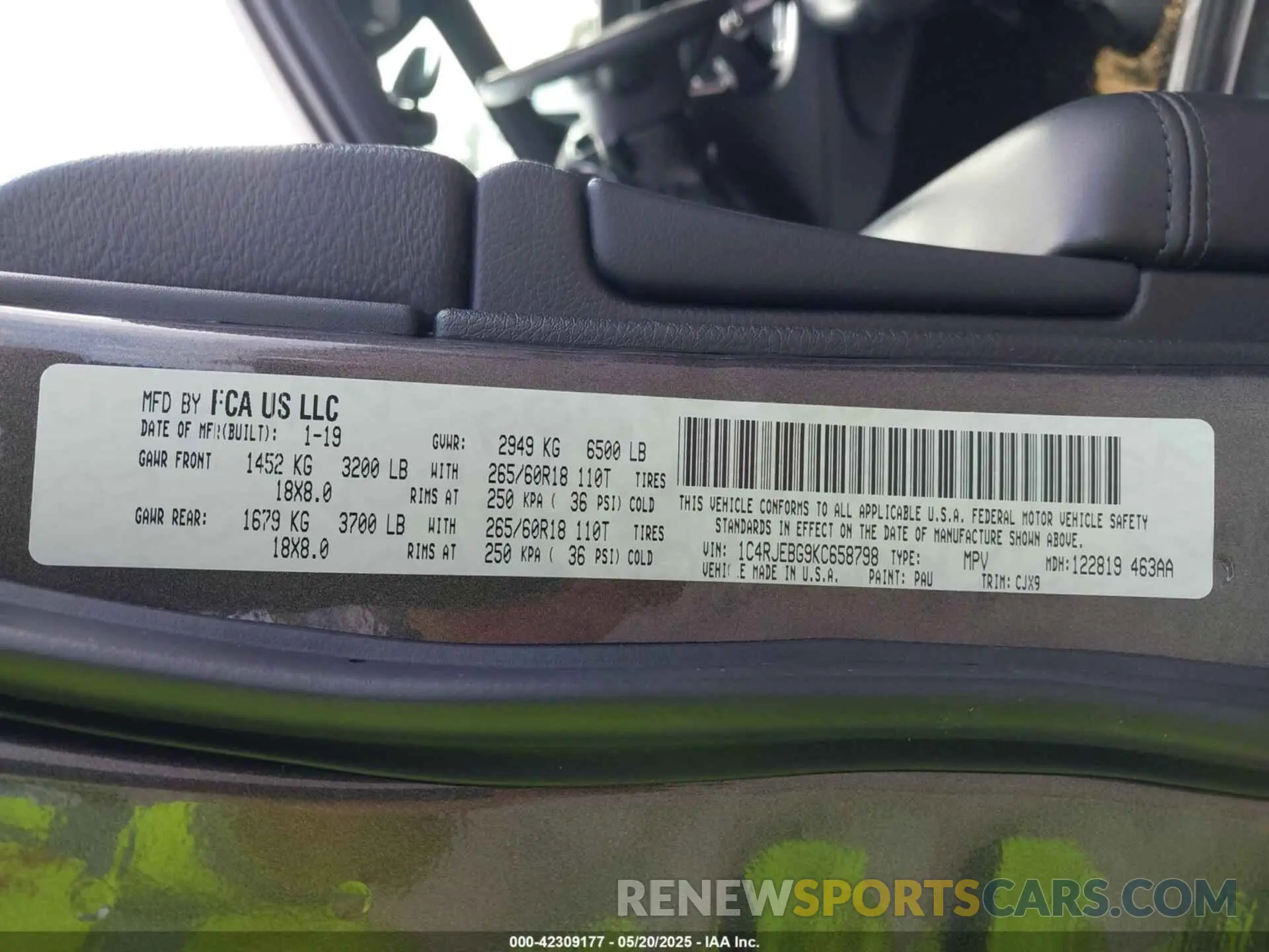 9 fotografías del automóvil dañado 1C4RJEBG9KC658798 JEEP GRAND CHEROKEE 2019