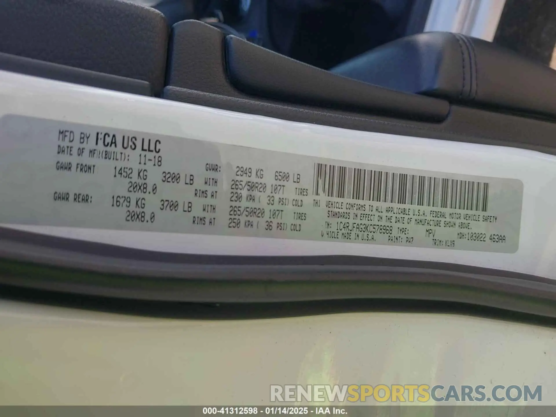 9 fotografías del automóvil dañado 1C4RJFAG3KC578968 JEEP GRAND CHEROKEE 2019