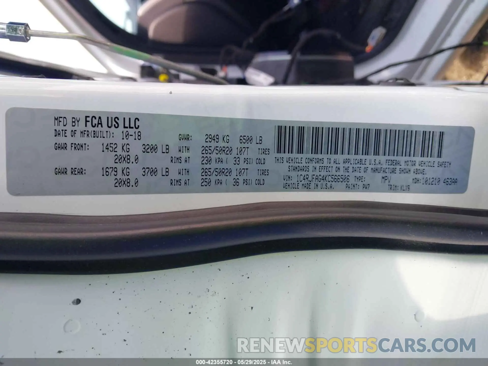 9 fotografías del automóvil dañado 1C4RJFAG4KC566506 JEEP GRAND CHEROKEE 2019