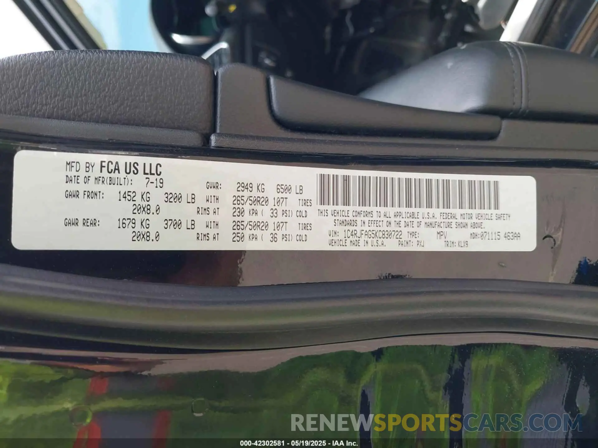 9 fotografías del automóvil dañado 1C4RJFAG5KC830722 JEEP GRAND CHEROKEE 2019