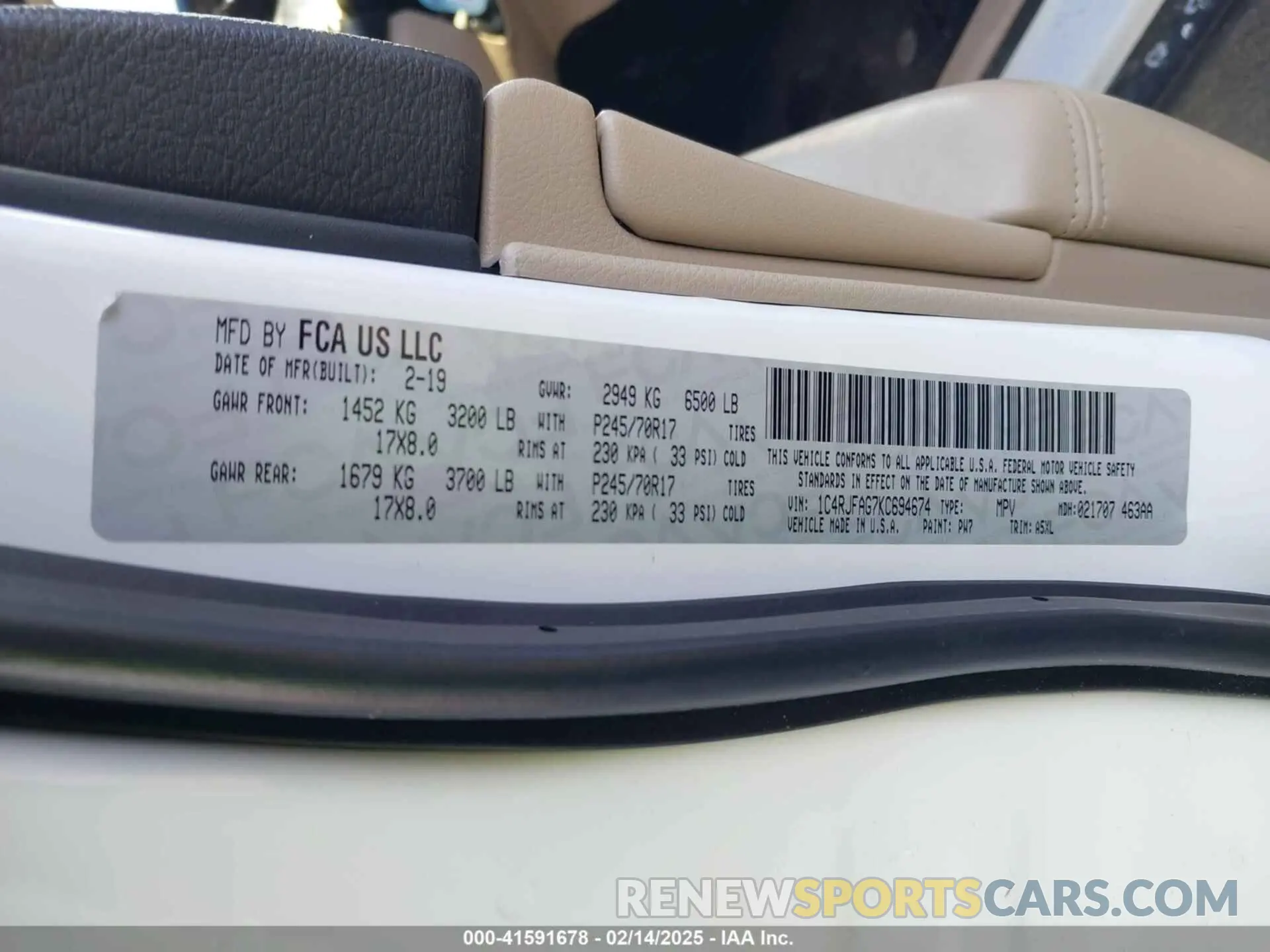 9 fotografías del automóvil dañado 1C4RJFAG7KC694674 JEEP GRAND CHEROKEE 2019