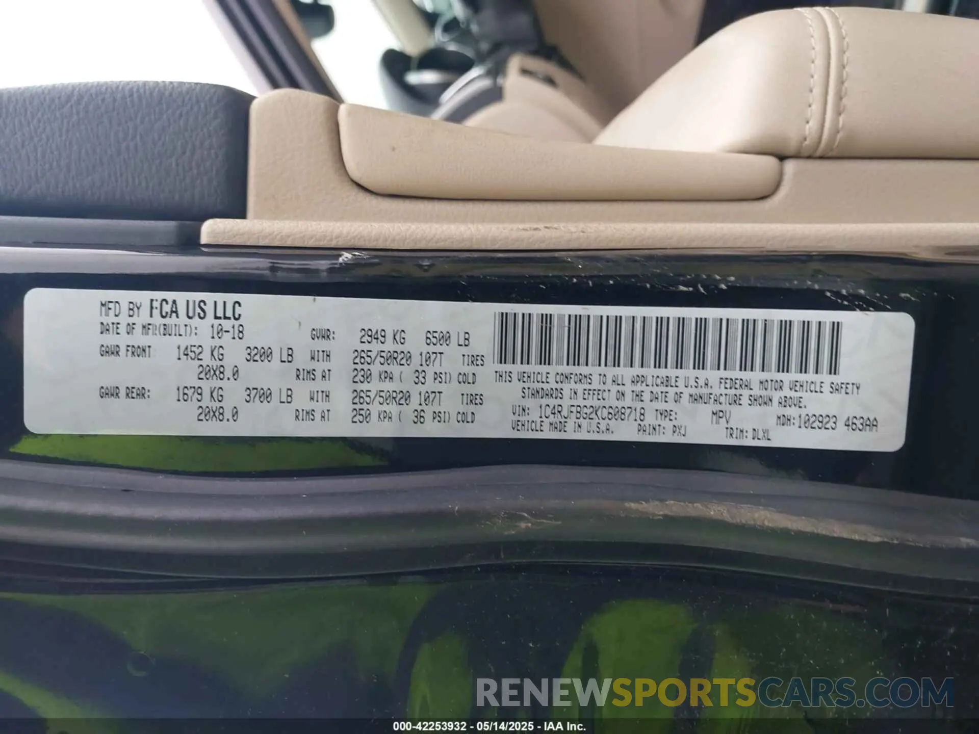 9 fotografías del automóvil dañado 1C4RJFBG2KC608718 JEEP GRAND CHEROKEE 2019