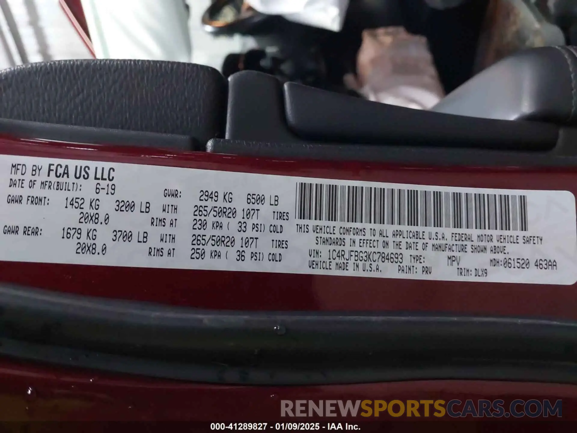 9 fotografías del automóvil dañado 1C4RJFBG3KC784693 JEEP GRAND CHEROKEE 2019