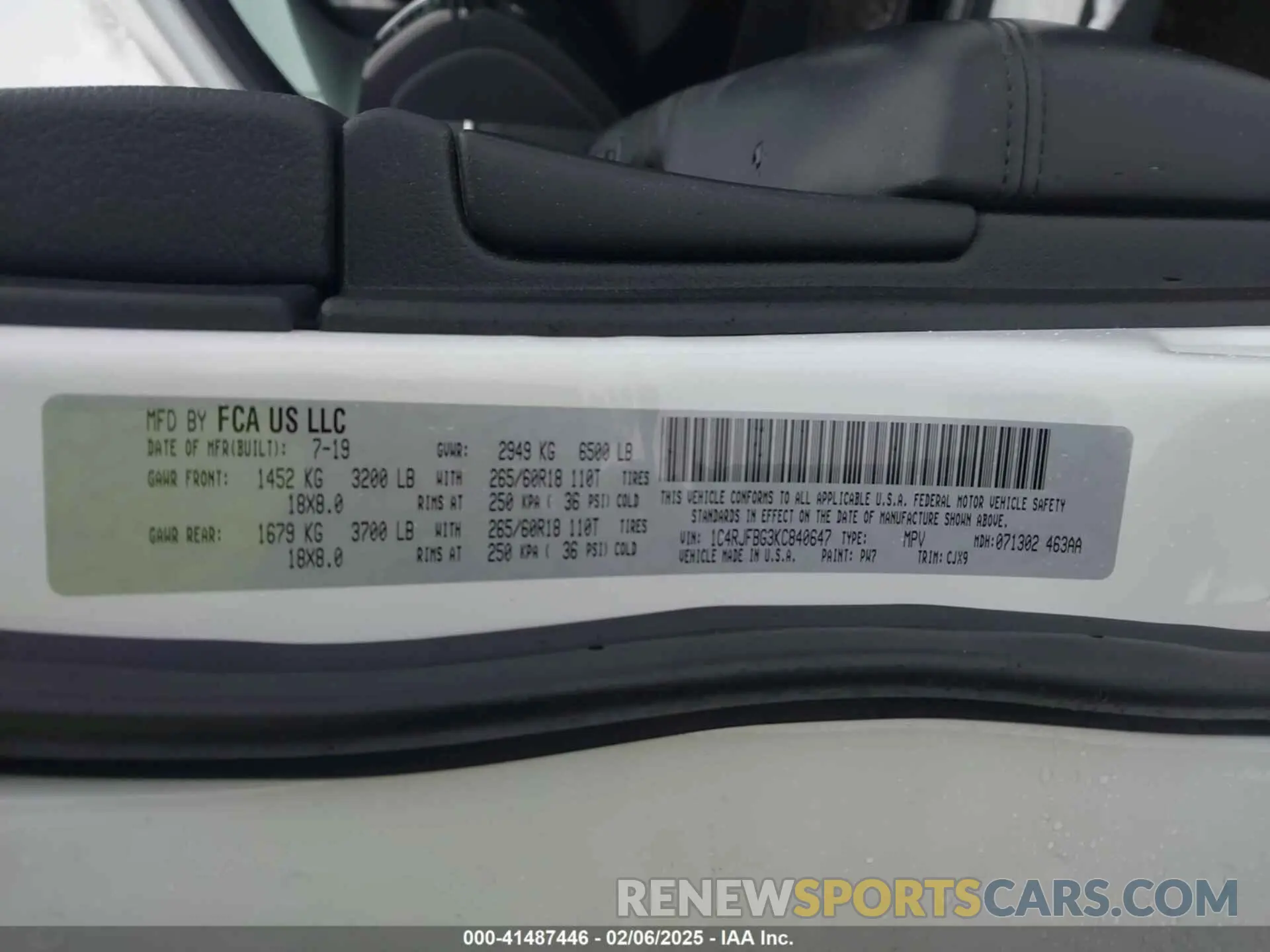 9 fotografías del automóvil dañado 1C4RJFBG3KC840647 JEEP GRAND CHEROKEE 2019